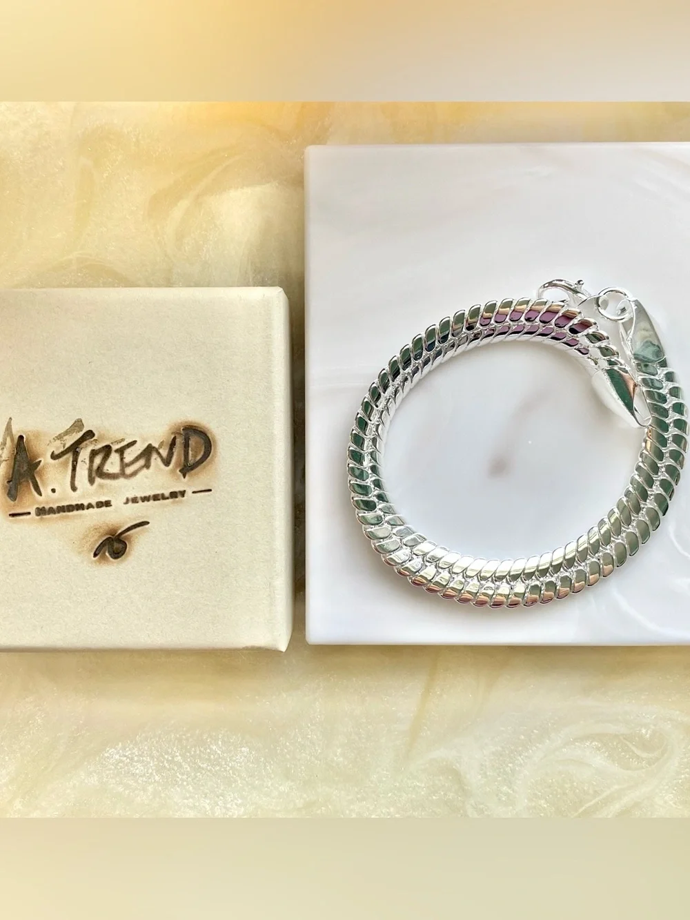 Chunky Silver Herringbone Chain Bracelet